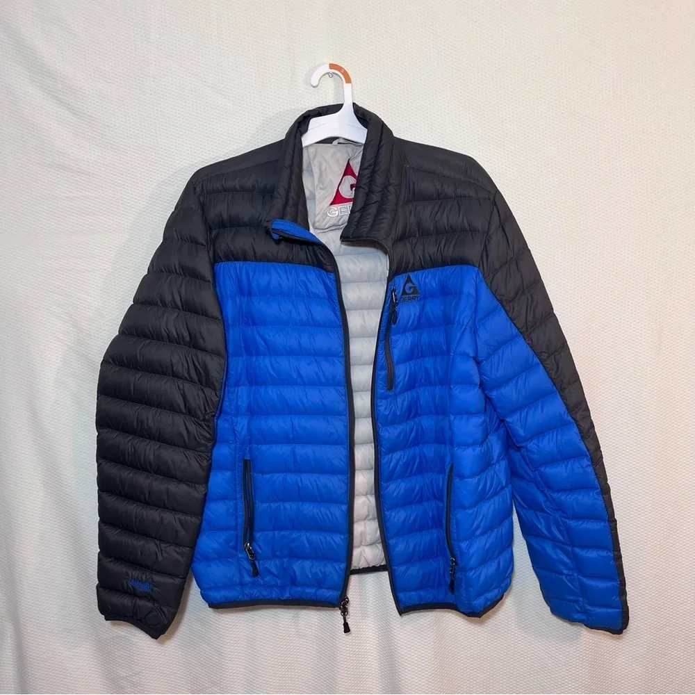 Gerry Men’s Down Puffer Jacket Blue & Black Colorblock - Size Large